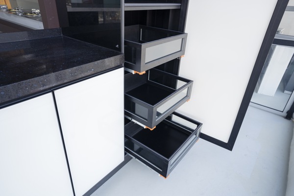 BLENO Tall Unit Pull Out Glass Drawer 1 BLENO Tall Unit Pull Out Glass Drawer 1