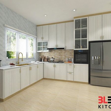 BLENO Wood Grain Aluminium Kitchen Cabinet 3D Drawing Bandar Dato Onn