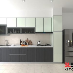 BLENO Wood Grain Aluminium Kitchen Cabinet 3D Drawing Bandar Seri Alam
