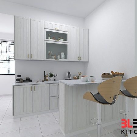 BLENO Wood Grain Aluminium Kitchen Cabinet 3D Drawing Pontian Perdana
