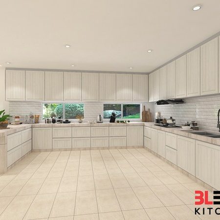 BLENO Wood Grain Aluminium Kitchen Cabinet 3D Drawing Taman Pulai Mutiara