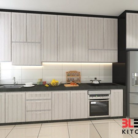 BLENO Wood Grain Aluminium Kitchen Cabinet 3D Drawing Taman Setia Tropika