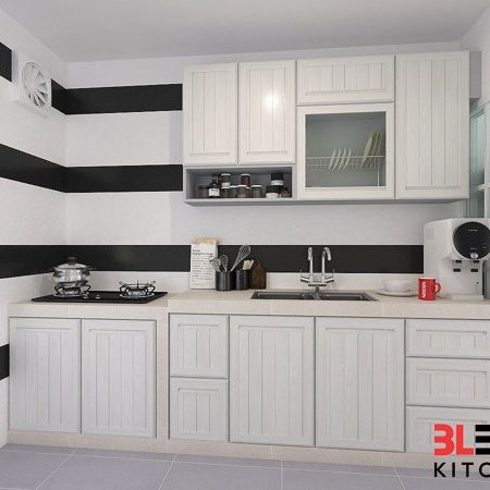 BLENO Wood Grain Aluminium Kitchen Cabinet 3D Drawing Taman Sierra Perdana Masai