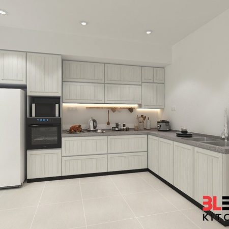BLENO Wood Grain Aluminium Kitchen Cabinet 3D Drawing Tmn Iskandar