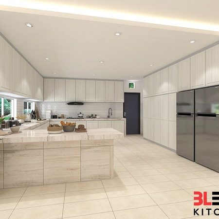 BLENO Wood Grain Aluminium Kitchen Cabinet 3D Drawing Tmn Pulai Mutiara