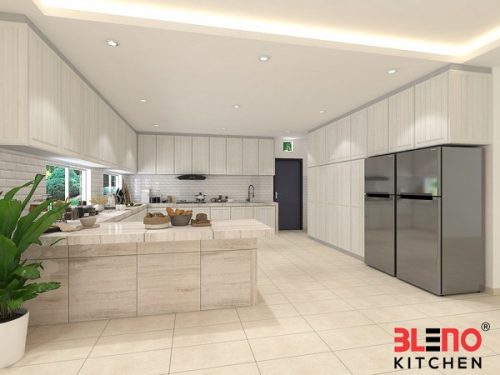 BLENO Wood Grain Aluminium Kitchen Cabinet 3D Drawing Tmn Pulai Mutiara