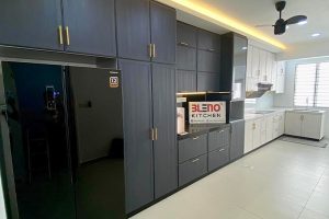 BLENO Wood Grain Aluminium Kitchen Cabinet Bandar Ara Sendayan Seremban