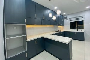 BLENO Wood Grain Aluminium Kitchen Cabinet Mutiara Rini