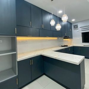 BLENO Woodgrain Aluminium Kitchen Cabinet Mutiara Rini