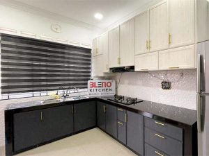 BLENO Wood Grain Aluminium Kitchen Cabinet Taman Pulai Emas