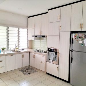 BLENO Woodgrain Aluminium Kitchen Cabinet Taman Scientex