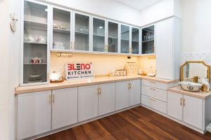 BLENO Wood Grain Aluminium Kitchen Cabinet Taman Tasek Pasir Gudang